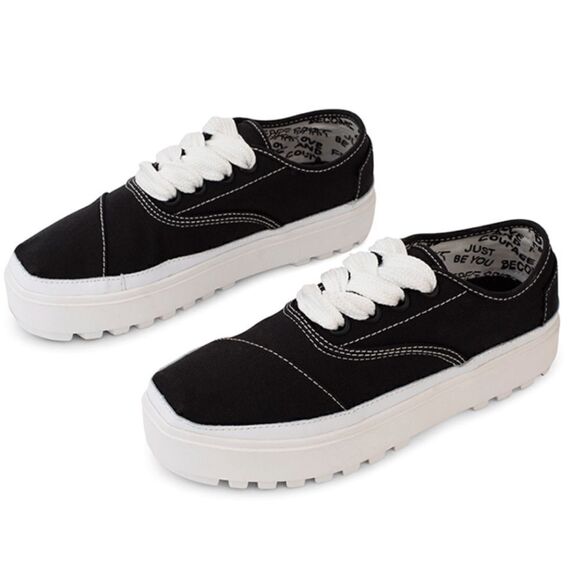 TOMS Cordones Lug Platform Sneakers, Black, size 7, NWOB - Picture 1 of 10